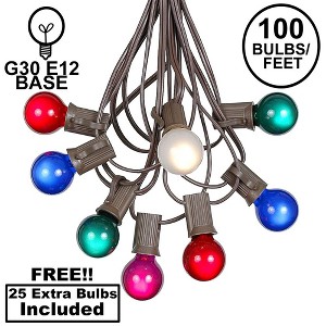 Novelty Lights 100 Feet G30 Globe Outdoor Patio String Lights, Brown Wire - 1 of 4