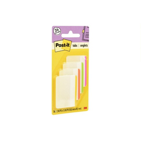 Post-it® Tabs, 2 in., Lined, Assorted Primary Colors, 6 Tabs/Color, 4  Colors, 24 Tabs/Pack