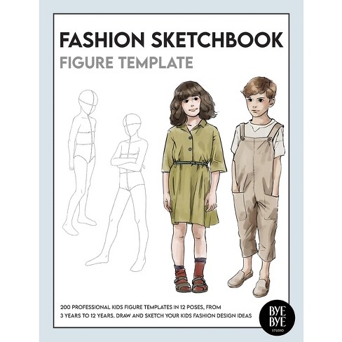 Fashion Sketchbook Kids Figure Template - By Bye Bye Studio