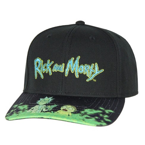 Rick And Morty Portal Time Pre-curved Bill Adjustable Snapback Hat Cap  Black : Target