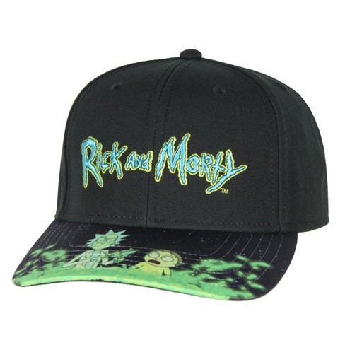 Rick And Morty Portal Time Pre-Curved Bill Adjustable Snapback Hat Cap Black