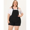 Agnes Orinda Women's Plus Size Adjustable Strap Pocket Roll Hem Denim Overall Jean Shorts - 3 of 4