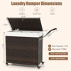 Costway Laundry Hamper w/Wheels & Lid, 125L 3-Section Clothes Hamper w/2 Liner Bags - 3 of 4