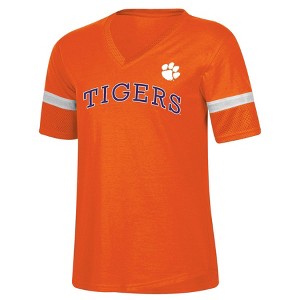 NCAA Clemson Tigers Women's Mesh Trim V-Neck T-Shirt - 1 of 3