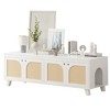 MAYEERTY 58*20" Double Hidden Cat Cabinet with Rattan Doors & Dual Entrances - Two Cats, White - 4 of 4
