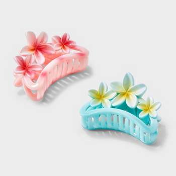 Girls' 2pk Tropical Flower Claw Slip Set - art class™ Pink/Blue