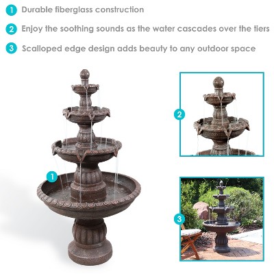 Mediterranean Light Brown Resin 49" 4-Tier Outdoor Fountain