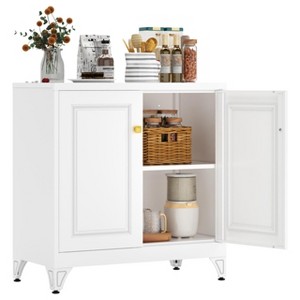 ZACHVO 33-Inch H 2 Doors White Metal Sideboard Storage Cabinet with Adjustable Shelf,for Kitchen, Living Room, or Office - 1 of 4