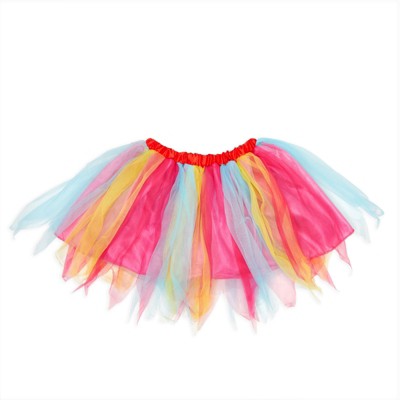 Zodaca Rainbow Tutu Dress for Kids Halloween Costume, Girls Cute Short Unicorn Petticoat Skirt, Size Medium