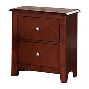 Royal Hampton 25 Inches 2 Drawer Wooden Nightstand with Metal Pulls, Brown - 1 of 4