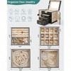 4 - Tier Leather Jewelry Box with 3 Lockable Drawers, Mirror for Women's Rings, Necklaces, Earrings, Bracelets - 3 of 4