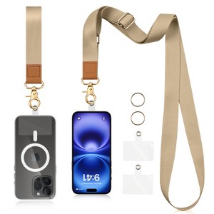 Vena Phone Lanyard, Universal Cell Phone Strap Crossbody Neck and Wrist Strap Phone Holder, Adjustable & Detachable Cell Phone Lanyard Strap, Beige - 1 of 4