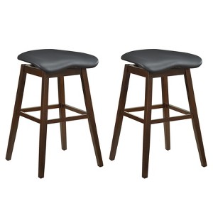 Tangkula Set of 2 Swivel Bar Stools 31" Bar Chairs w/ Padded Contoured Seat & Footrest - 1 of 4