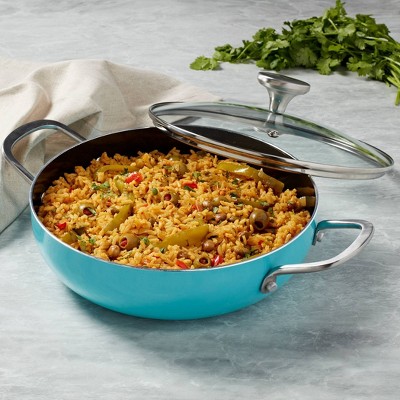 Aqua 3-Quart Nonstick Aluminum Caldero with Lid