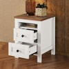 2-Drawer Farmhouse Wooden Nightstand with Well-proportioned Design and Sleek Lines, Wood Side Table with Storage Cabinet for Bedroom, White+Brown - 3 of 4