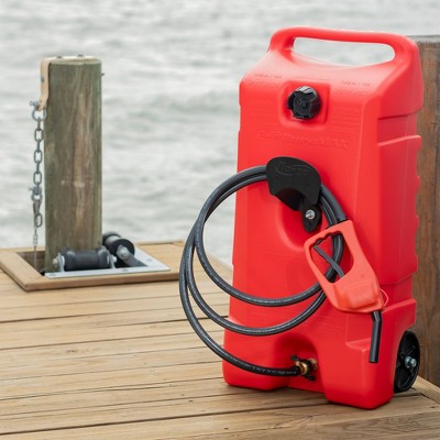 Red 14-Gallon Portable Plastic Gas Fuel Tank with Pump, 2-Pack