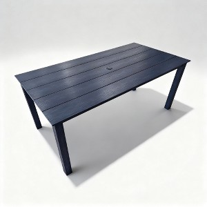 Fortune Candy 70.9 in. Poly Lumber Outdoor Plastic Dining Table, HIPS Patio Dining Table with Umbrella Hole, 1 Piece, Navy Blue - 1 of 4