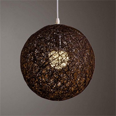 Rattan Pendant Light Shade - 15cm Woven Boho Lampshade for Ceiling, Bedroom, Kitchen, Hallway Retro Decor