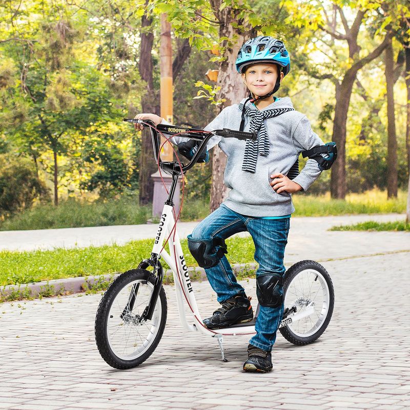 Aosom Youth Scooter Kick Scooter for Kids 5+ with Adjustable Handlebar Front and Rear Dual Brakes Inflatable 16" Wheels, 4 of 12