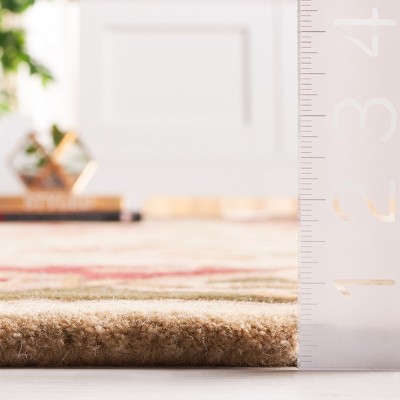 Ivory and Green Hand-Tufted Wool Runner Rug