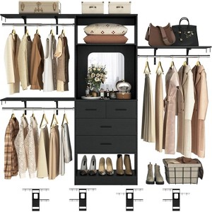 Aheaplus Closet Organizer with Drawer, Closet System with Mirror and Hanging Rod - 1 of 4