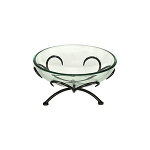Cheung's Olivan Tempered Glass Bowl & Metal Stand - Round - 1 of 4