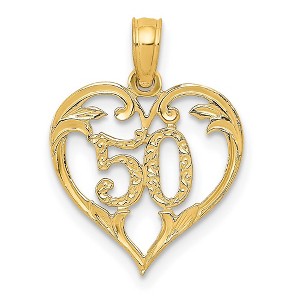 Black Bow Jewelry 14k Yellow Gold 50 Heart Scroll Design Pendant, 14mm - 1 of 4
