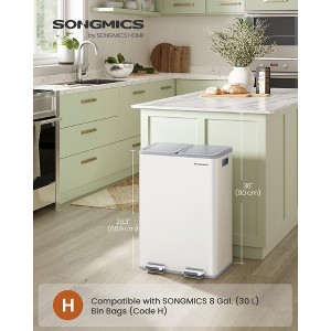 8-Gallon Dual Compartment Trash Can - Stainless Steel Kitchen Bin with Soft-Close Lid, Pedal & 15 Bags - 1 of 4