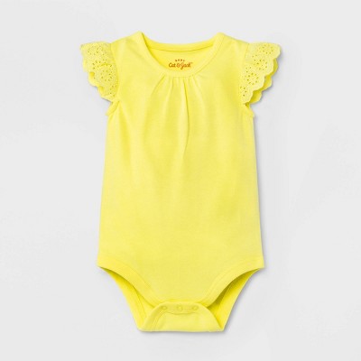 Baby Girls' Eyelet Bodysuit - Cat & Jack™ Light Yellow 3-6M