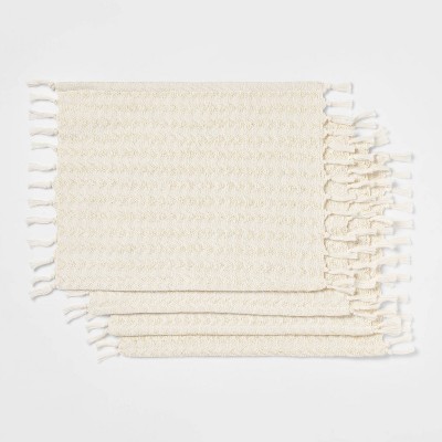 4pk Cotton Metallic Placemats White - Threshold™