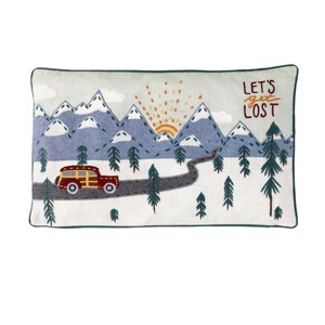 Park Hill Collection "Let's Get Lost" Appliqued Cotton Pillow - 1 of 3