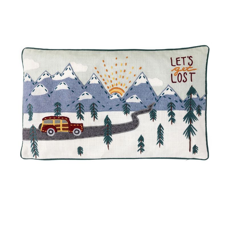 Park Hill Collection "Let's Get Lost" Appliqued Cotton Pillow, 1 of 4