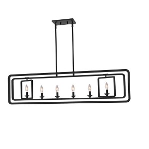 Cedar Hill 6-Light Black Farmhouse Linear Led Large Hanging Kitchen Island Light - 1 of 1