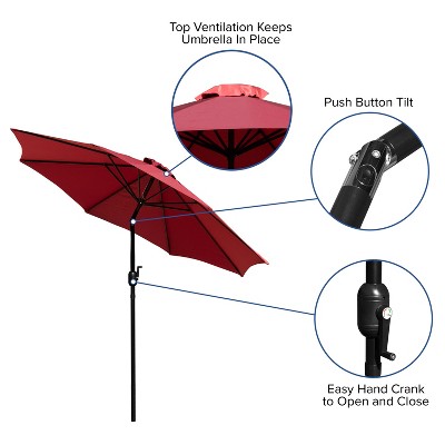Kona 9 FT Red Round Umbrella with Aluminum Pole