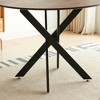 Table Mid-century Dining Table for 4-6 people With Round Mdf Table Top, Pedestal Dining Table,BLACK AND WOOD COLOR - 2 of 4