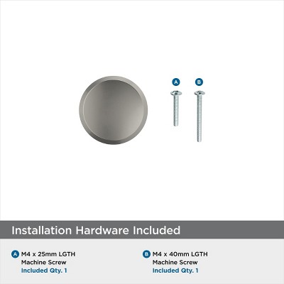 Satin Nickel Round Modern Cabinet Knob with Mounting Hardware
