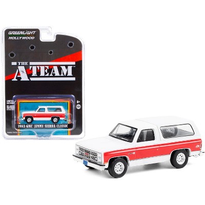 1983 GMC Jimmy Sierra Classic White with Red Stripes "The A-Team" (1983-1987) TV Series 1/64 Diecast Model Car by Greenlight