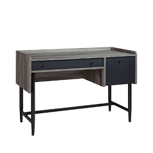 Engineered Wood Desk with Pencil and File Drawers, Gray Finish - 1 of 4
