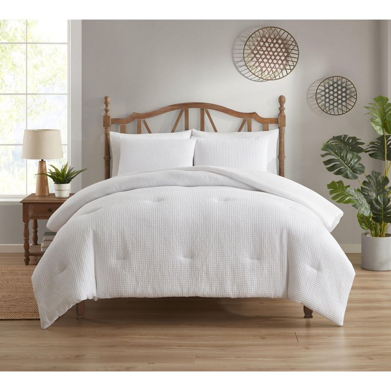 3 Piece Waffle Weave Ultra Soft Comforter with Shams Set by Sweet Home Collection™, 1 of 4