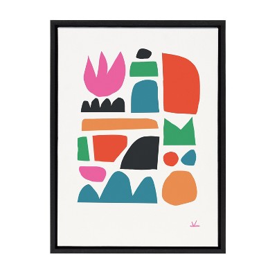 Spring Abstract Multicolor Canvas Print with Black Frame