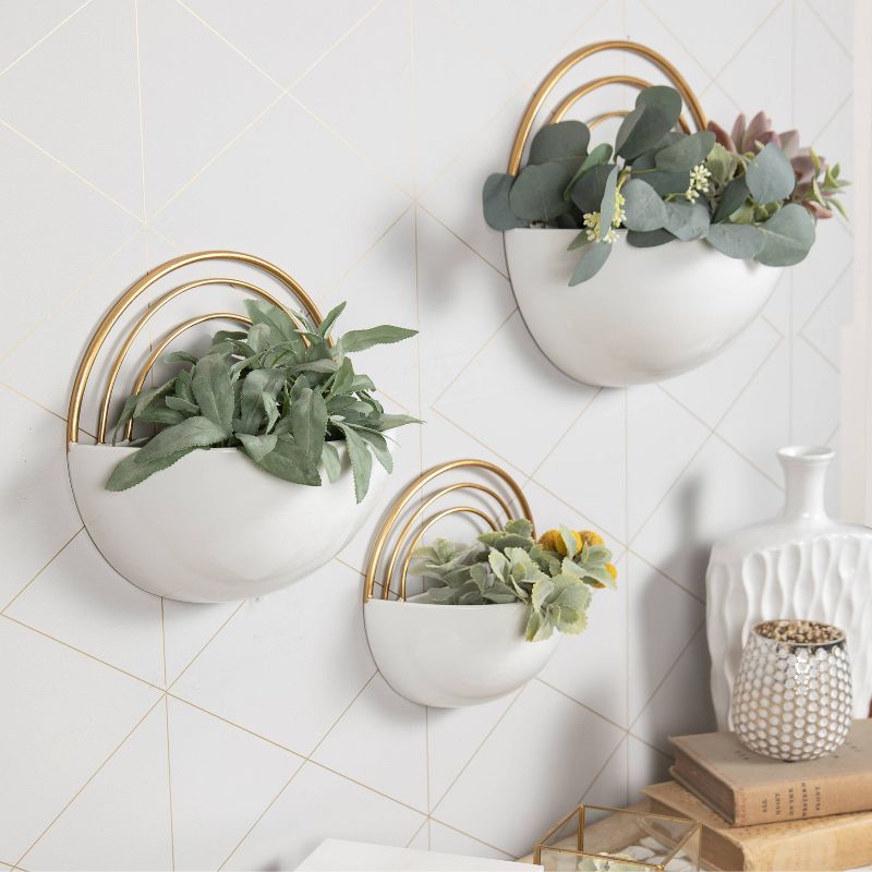 Set of 3 Wall Mounted Crescent Planters White/Gold - Danya B., 5 of 13