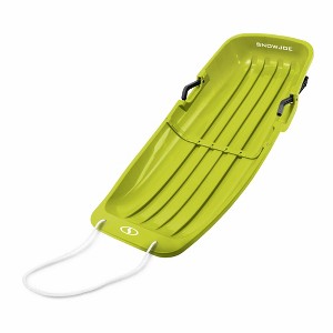 Snow Joe Plastic Snow Sled, Durable 48 Inch Sledding Toboggan Board with Handles and Rope for Winter Sports and Recreation, Green - 1 of 4