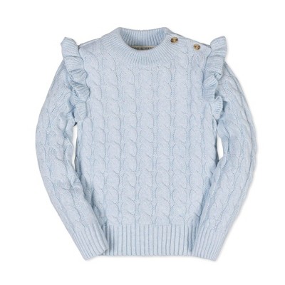 Girls' Organic Long Sleeve Mock Neck Sweater with Ruffle, Kids