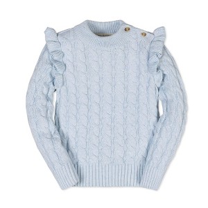 Girls' Organic Long Sleeve Mock Neck Sweater with Ruffle, Kids - 1 of 3