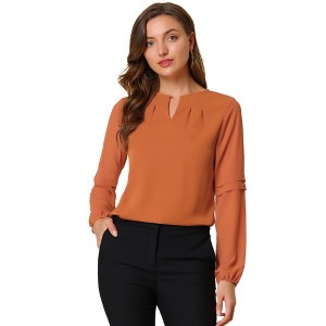 INSPIRE CHIC Women's Chiffon Semi Sheer Keyhole Neck Elegant Work Blouse - 1 of 4