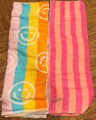 2pk Smiles Beach Towels Pink - Sun Squad™ : Target