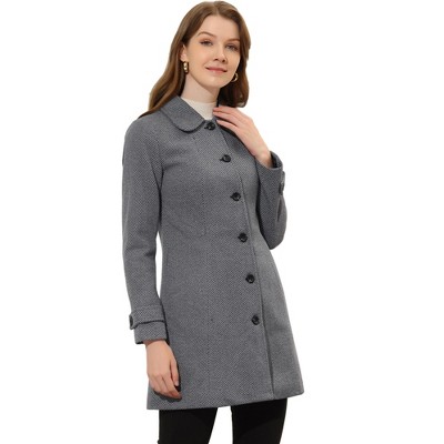 INSPIRE CHIC Women's Peter Pan Collar Single Breasted Winter Long Overcoat