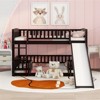RISOKEYS Full Over Full Low Bunk Bed - Slide Included, Safety Fence & Ladder, Perfect for Toddlers Kids Teens - Espresso - 2 of 4