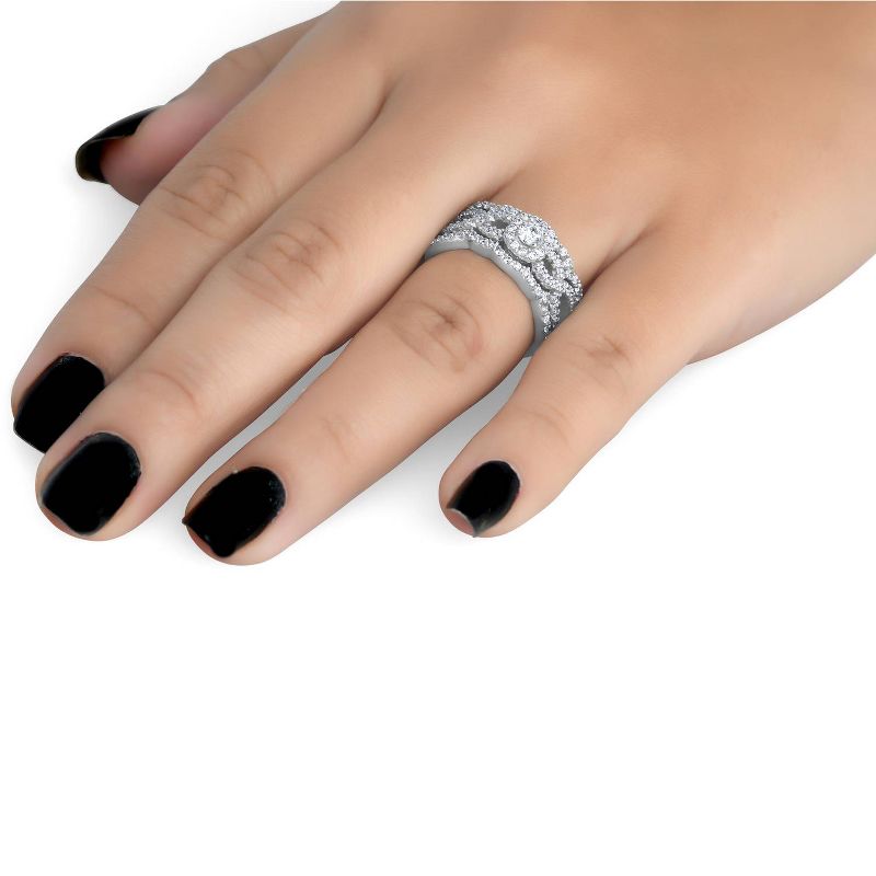 Pompeii3 1 1/10Ct Diamond Engagement Bridal Wedding Ring Set 10K White Gold, 3 of 6