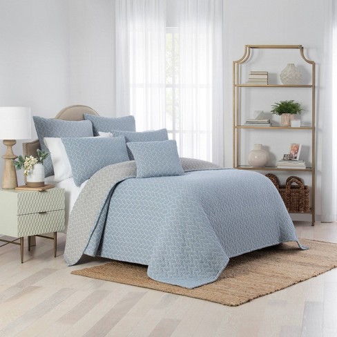 Waverly Cartona Matelasse King 3pc Coverlet Set Blue Target